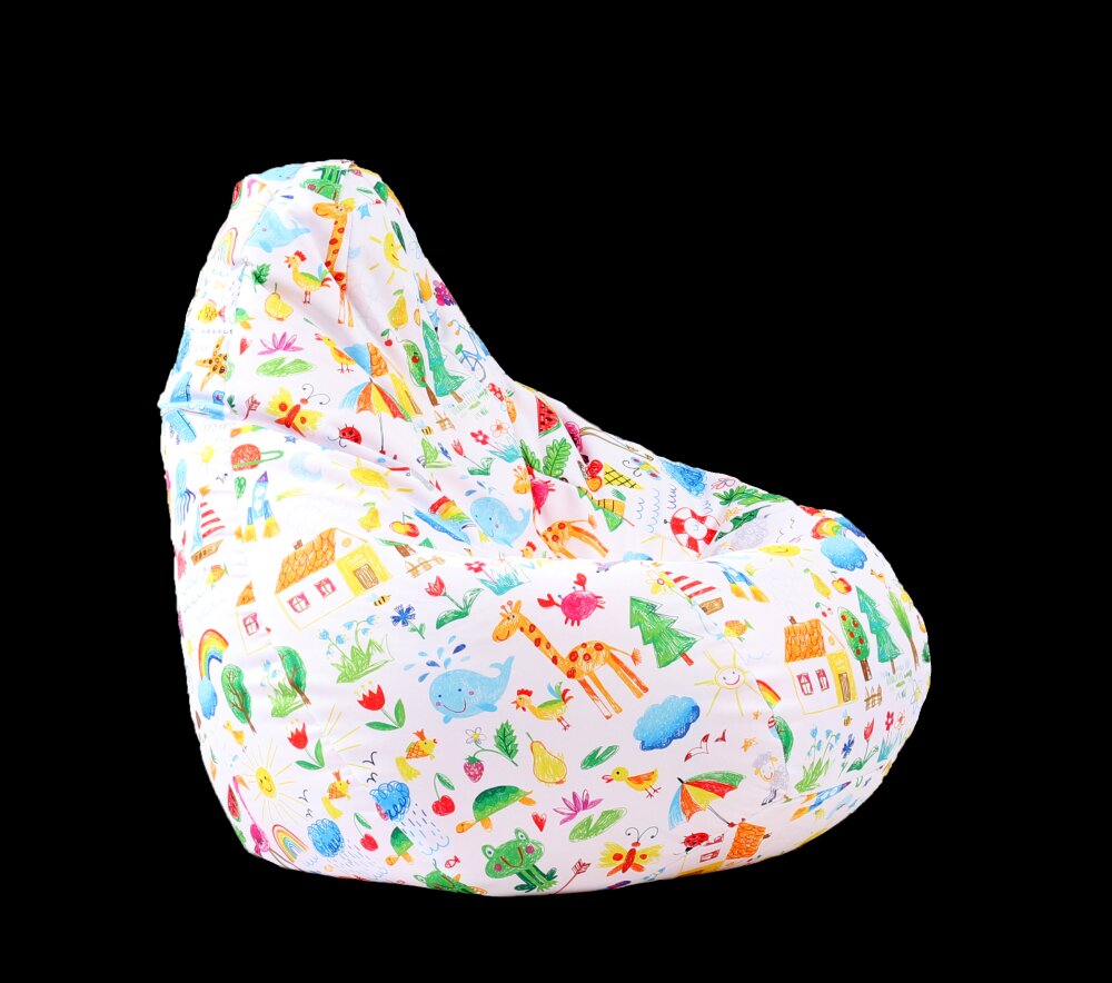 Pufrelax Fotoliu beanbag pentru copii 4-14 ani nirvana light o lume colorata imprimatumplut cu perle polistiren