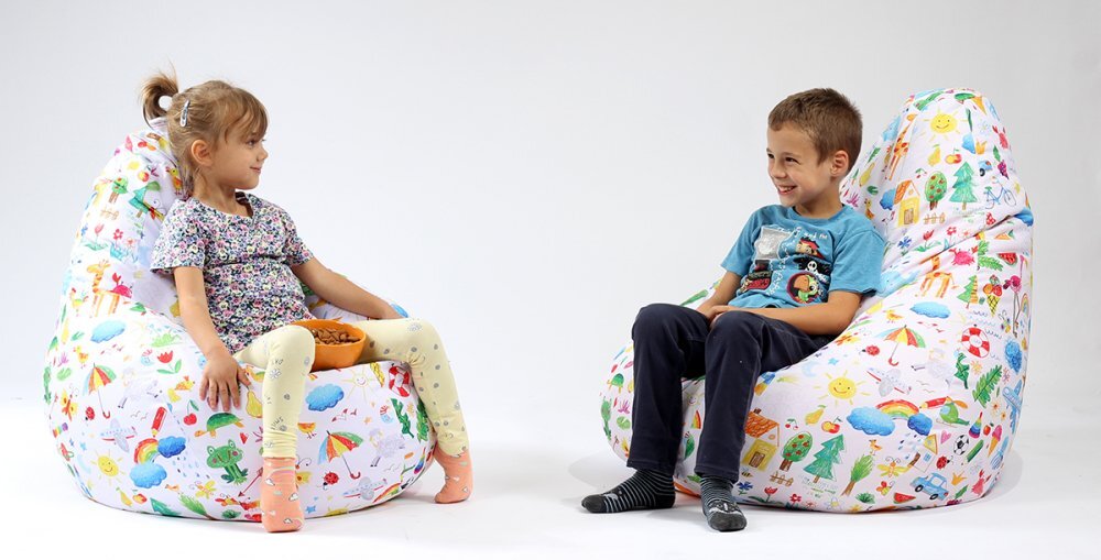 Pufrelax Fotoliu beanbag pentru copii 4-14 ani nirvana light o lume colorata imprimatumplut cu perle polistiren