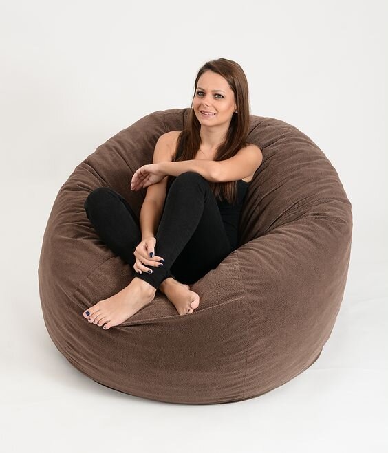 Pufrelax Fotoliu king size brown muffin umplut cu fulgi de burete memory mix