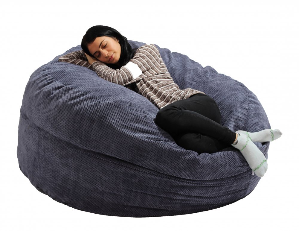 Pufrelax Fotoliu king size xl dusty blue umplut cu fulgi de burete memory mix
