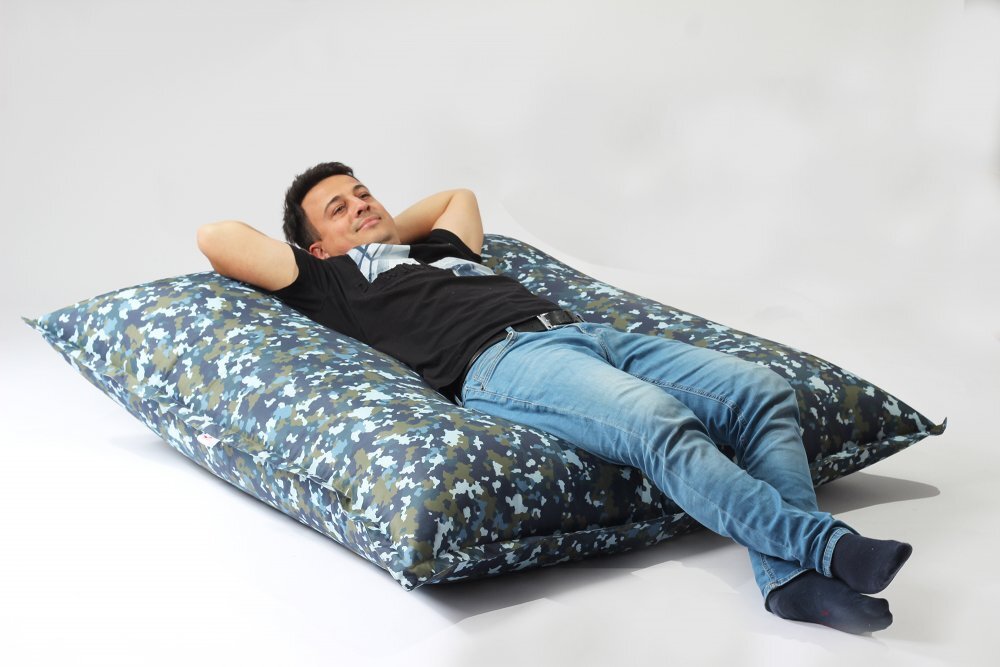 Pufrelax Fotoliu mare magic pillow impermeabil army camouflage air pretabil si la exterior umplut cu perle polistiren