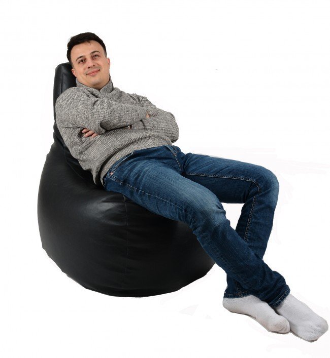 Pufrelax Fotoliu mediu sunlounger evo back 2 black umplut cu perle polistiren marca