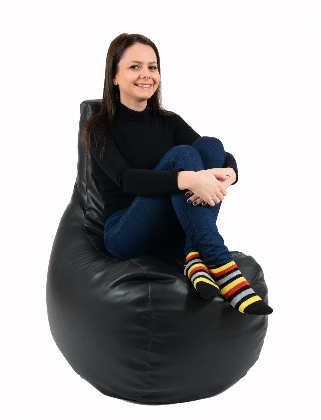 Pufrelax Fotoliu mediu sunlounger evo back 2 black umplut cu perle polistiren marca