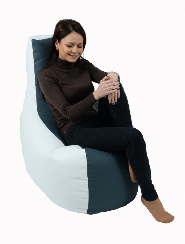 Pufrelax Fotoliu mediu sunlounger evo grey white umplut cu perle polistiren