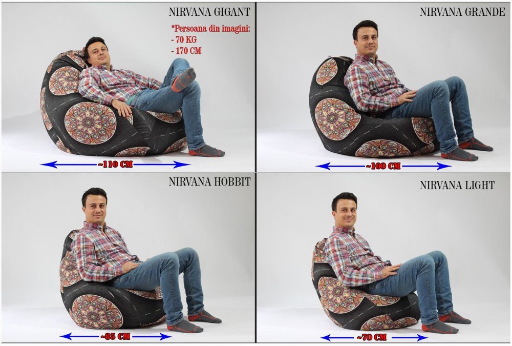 Pufrelax Fotoliu mic copii 4-14 ani nirvana light chocolate piele eco umplut cu perle polistiren