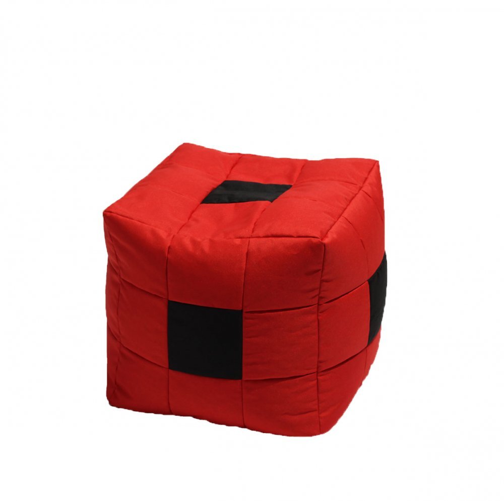 Pufrelax Fotoliu mic taburet cub black spotted cube pretabil si la exterior umplut cu perle polistiren