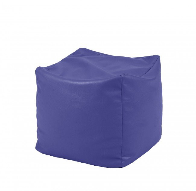 Pufrelax Fotoliu mic taburet cub indigo piele eco umplut cu perle polistiren