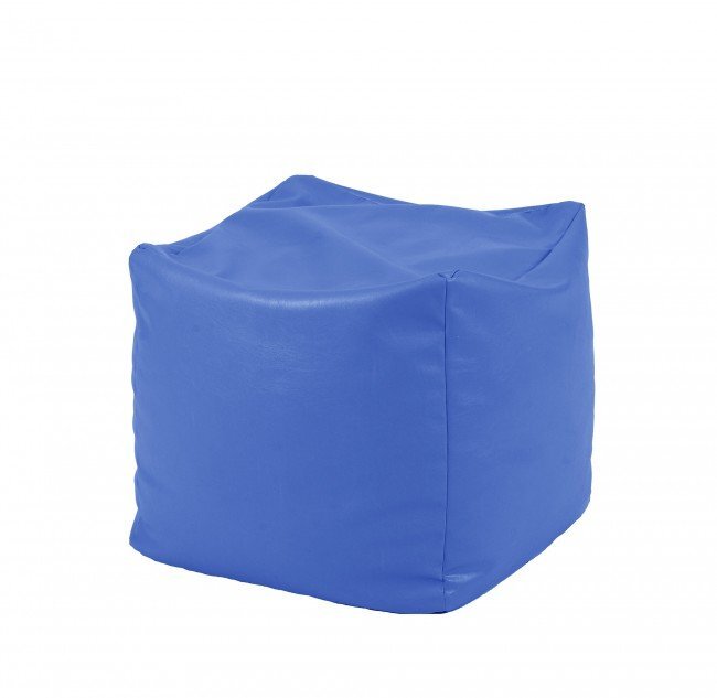 Pufrelax Fotoliu mic taburet cub xl albastru piele eco umplut cu perle polistiren