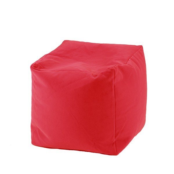 Pufrelax Fotoliu mic taburet cub xl panama red pretabil si la exterior umplut cu perle polistiren