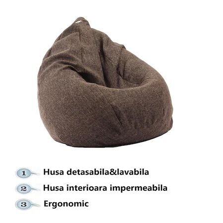 Pufrelax Fotoliu nirvana grande mulberry cu husa detasabila textila umplut cu perle polistiren