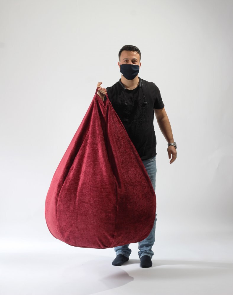 Pufrelax Fotoliu nirvana hobbit sour cherry cu husa detasabila textila umplut cu perle polistiren