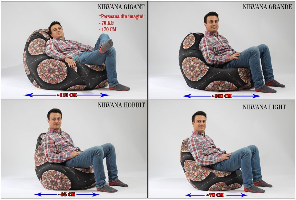 Pufrelax Fotoliu nirvana Hobbit teteron red umplut cu perle polistiren