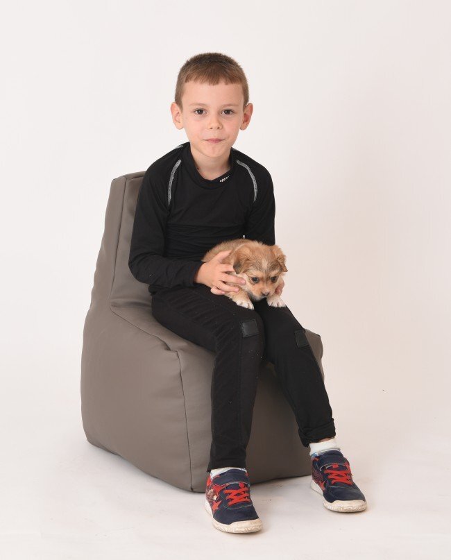 Pufrelax Fotoliu pentru copii 2-8 ani junior dark grey umplut cu perle polistiren marca