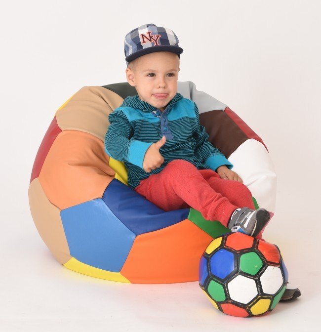 Pufrelax Fotoliu pentru copii 3-10 ani minge telstar junior mozaic light umplut cu perle polistiren marca