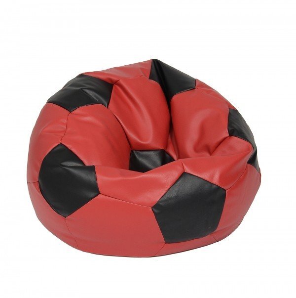 Pufrelax Fotoliu pentru copii 3-10 ani minge telstar junior red black umplut cu perle polistiren marca