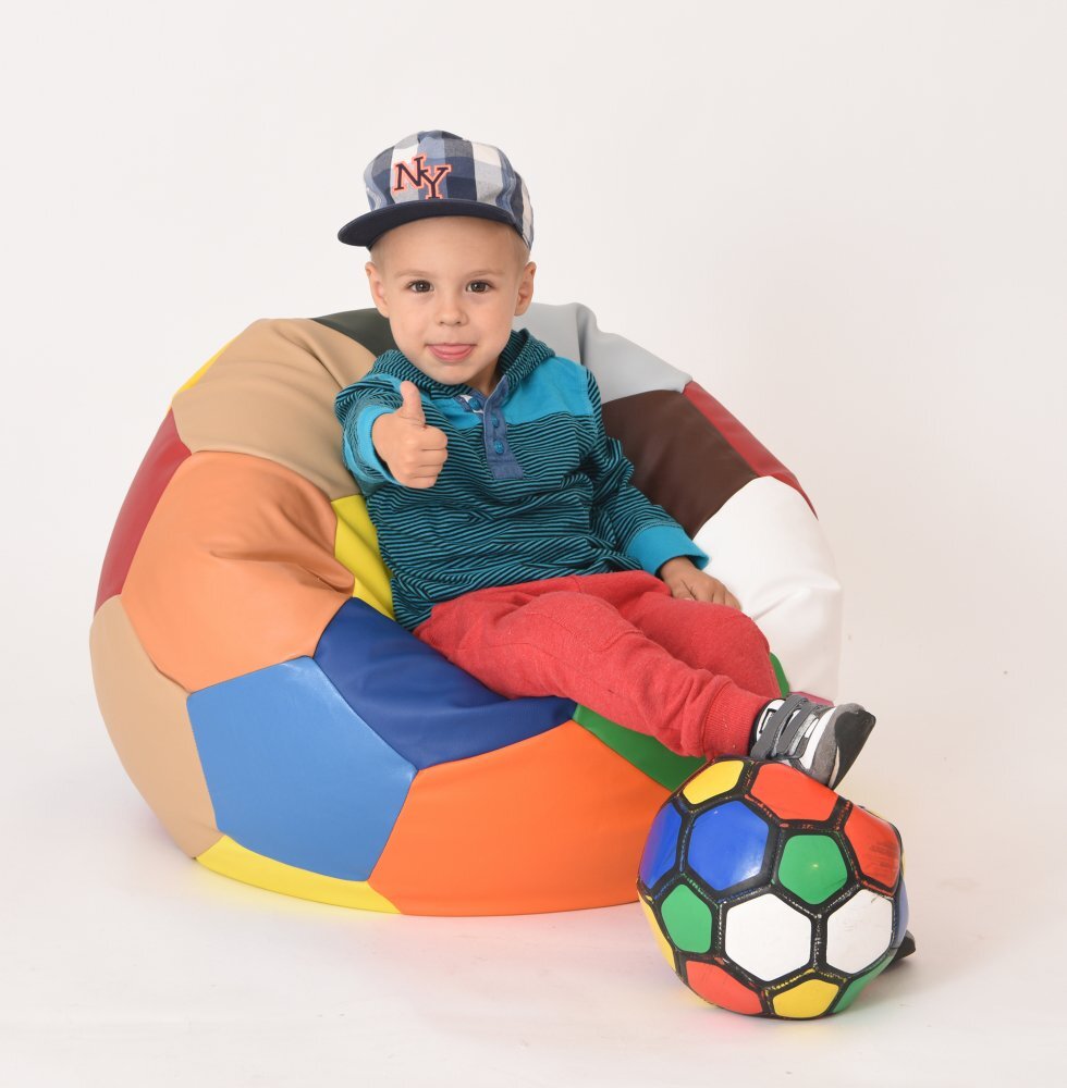 Pufrelax Fotoliu pentru copii 3-10 ani minge telstar junior redblue umplut cu perle polistiren marca