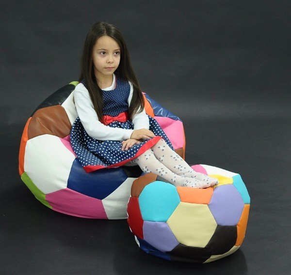 Pufrelax Fotoliu pentru copii 3-10 ani minge telstar junior redblue umplut cu perle polistiren marca