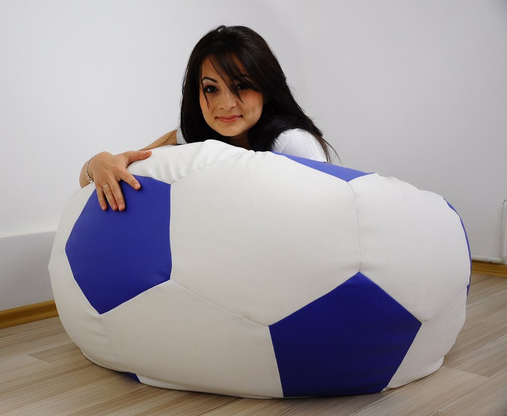Pufrelax Fotoliu pentru copii 3-10 ani minge telstar junior white blue umplut cu perle polistiren marca