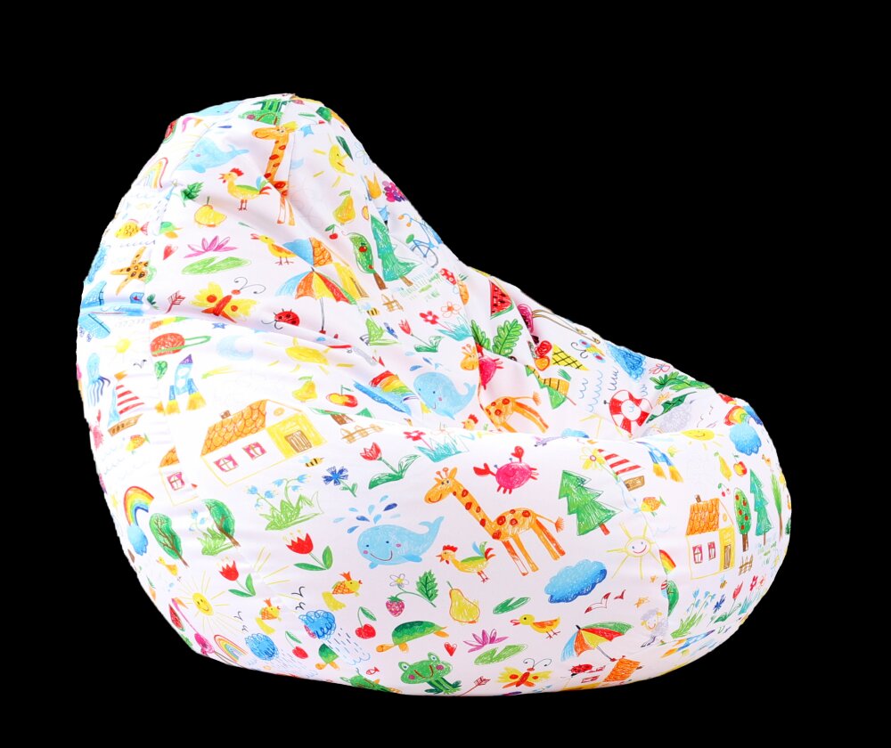 Pufrelax Fotoliu puf tip sac nirvana grande o lume colorata imprimat pretabil si la exterior umplut cu perle polistiren