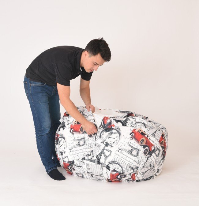 Pufrelax Fotoliu puf tip sac nirvana hobbit mediu puddle gama premium textil umplut cu perle polistiren