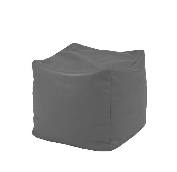 Pufrelax Fotoliu taburet cub Dark Grey gama Premium PU umplut cu perle polistiren