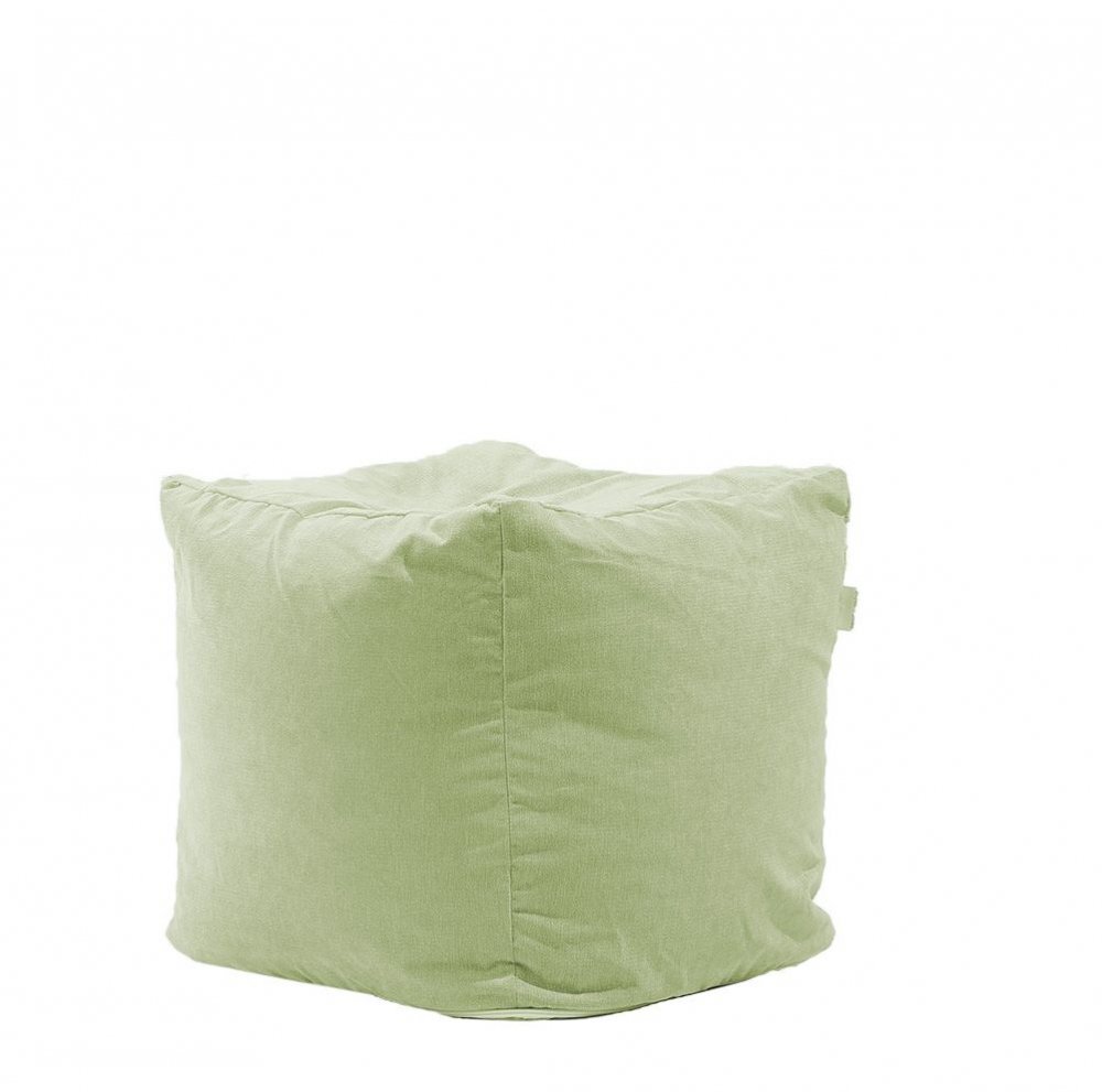 Pufrelax Fotoliu taburet cub gama Premium Light Olive cu husa detasabila textila umplut cu perle polistiren