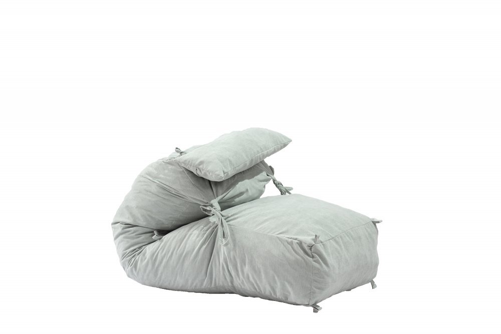 Pufrelax Fotoliu Yoga Minnie + Perna - Light Mint Gama Premium umplut cu fulgi de burete memory mix