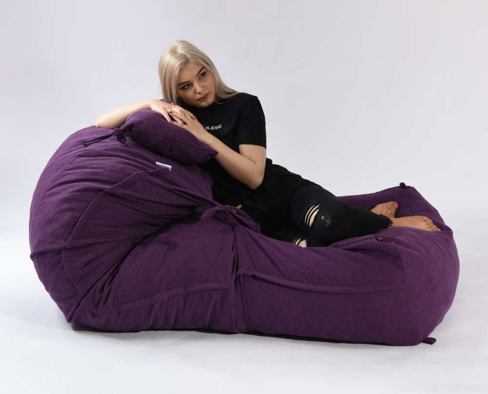 Pufrelax Fotoliu Yoga XL cu perna Mulberry Gama Premium Textil umplut cu fulgi de burete memory mix