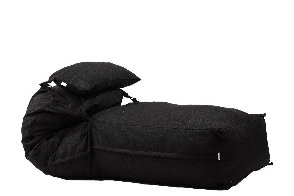 Pufrelax Fotoliu Yoga XL + Perna Eerie Black Gama Premium umplut cu fulgi de burete memory mix