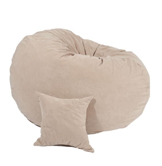 Pufrelax Set fotoliu puf king size perna decorativa beige umplut cu fulgi de burete memory mix