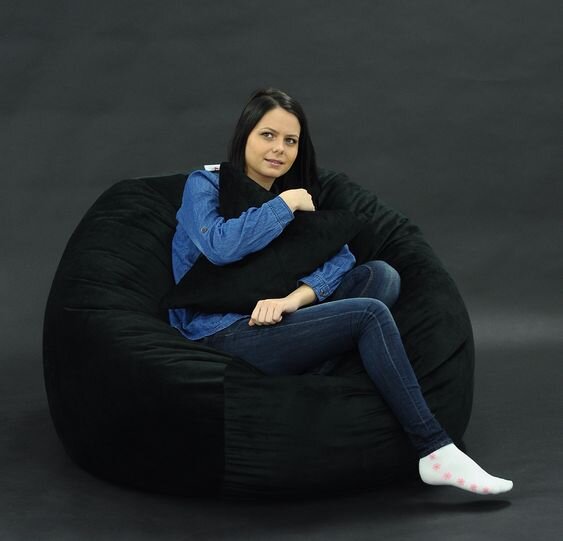 Pufrelax Set fotoliu puf king size perna decorativa black velvet umplut cu fulgi de burete memory mix