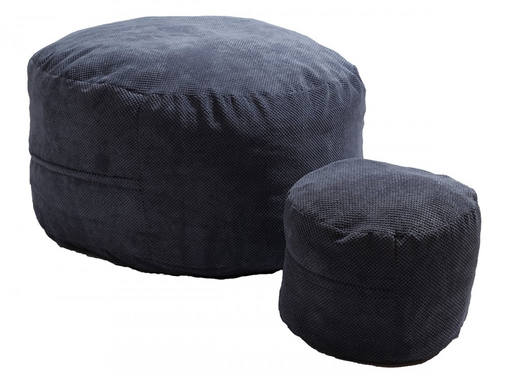 Pufrelax Set fotoliu puf matusalem otoman dusty blue umplut cu fulgi de burete memory mix