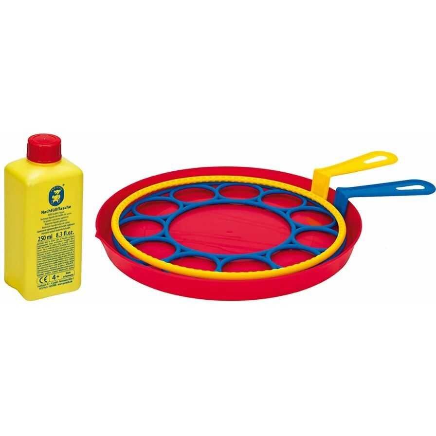Pustefix Bubble Toys Jucarie baloane de sapun cu 2 inele 18 cm si 250 ml solutie baloane de sapun multi-bubbler
