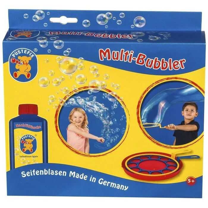Pustefix Bubble Toys Jucarie baloane de sapun cu 2 inele 18 cm si 250 ml solutie baloane de sapun multi-bubbler