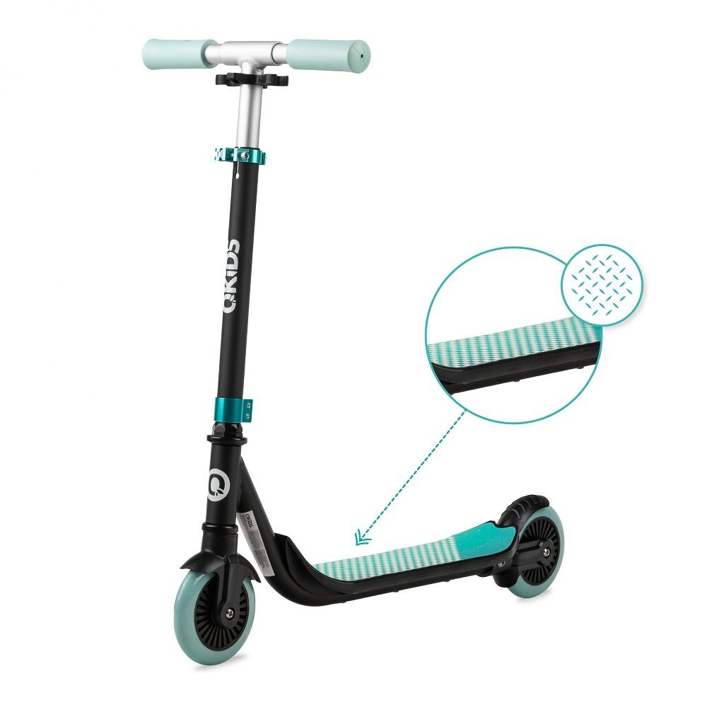 QKids Trotineta copii Bro green ghidon reglabil pliabila platforma antiderapanta greutate suportata 40 kg varsta 3 ani+