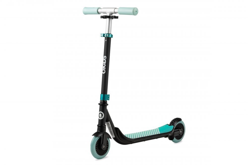 QKids Trotineta copii Bro green ghidon reglabil pliabila platforma antiderapanta greutate suportata 40 kg varsta 3 ani+