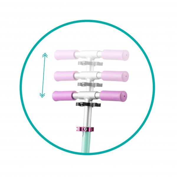 QKids Trotineta copii Bro pastel ghidon reglabil pliabila platforma antiderapanta greutate suportata 40 kg varsta 3 ani+