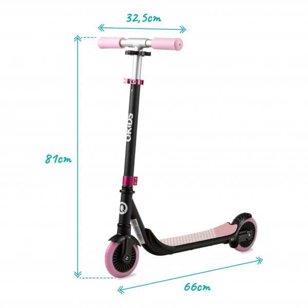 QKids Trotineta copii Bro pink ghidon reglabil pliabila platforma antiderapanta greutate suportata 40 kg varsta 3 ani+