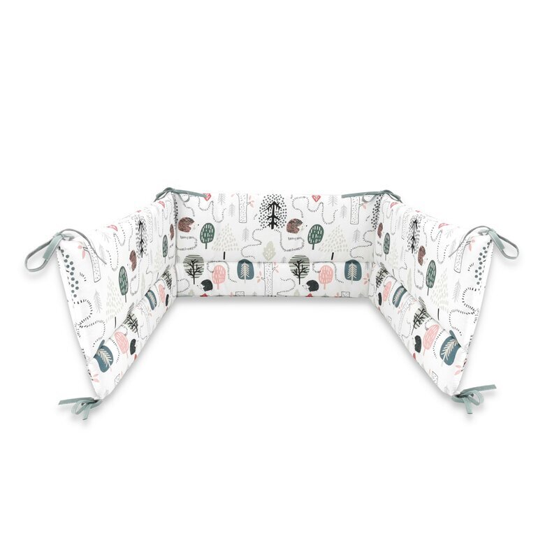 Qmini Aparatoare pentru patut din bumbac 180x30 cm cu panglici Hedgehog