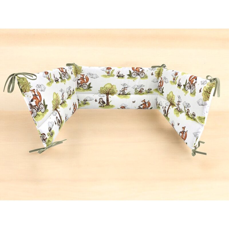Qmini Aparatoare pentru patut Fox on bikes Natural din bumbac 180x30 cm cu panglici