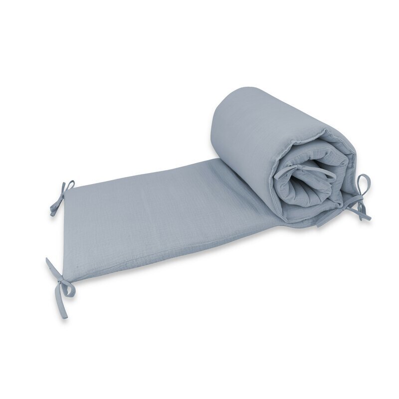 Qmini Aparatoare pentru patut Jeans din muselina dubla 180x30 cm cu panglici