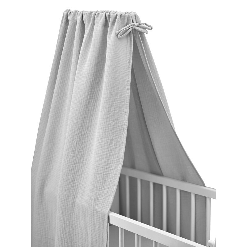 Qmini Baldachin pentru patutleagan Gray din muselina dubla 145x200 cm