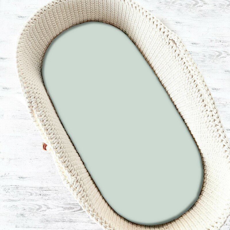 Qmini Cearceaf cu elastic pentru landou carucior si cosulet 80x35 cm din bumbac jersey Cold Mint