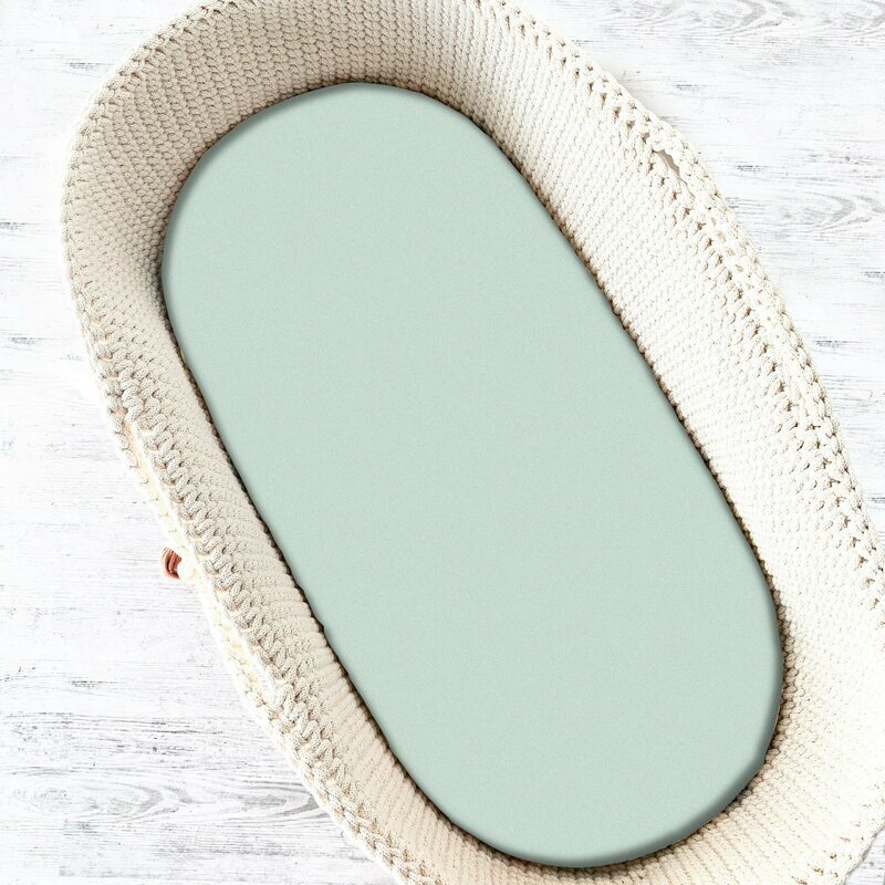 Qmini Cearceaf cu elastic pentru landou carucior si cosulet 80x35 cm din bumbac terry Cold Mint