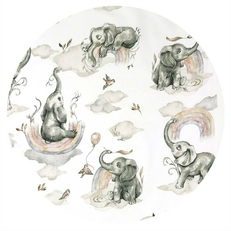 Qmini Cearceaf cu elastic pentru patut co-sleeper Theo 85x46 cm din bumbac Elephants on Rainbow