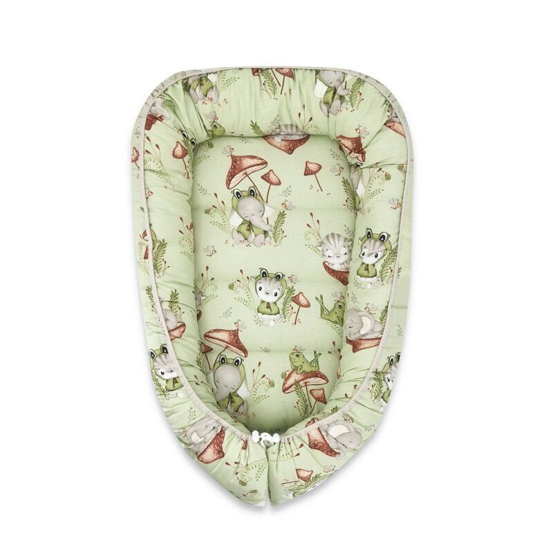 Qmini Cosulet bebelus pentru dormit 75x55 cm din bumbac Frogs
