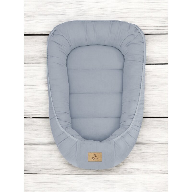 Qmini Cosulet pentru bebelusi Jeans Baby Nest 55x75 cm husa din muselina dubla