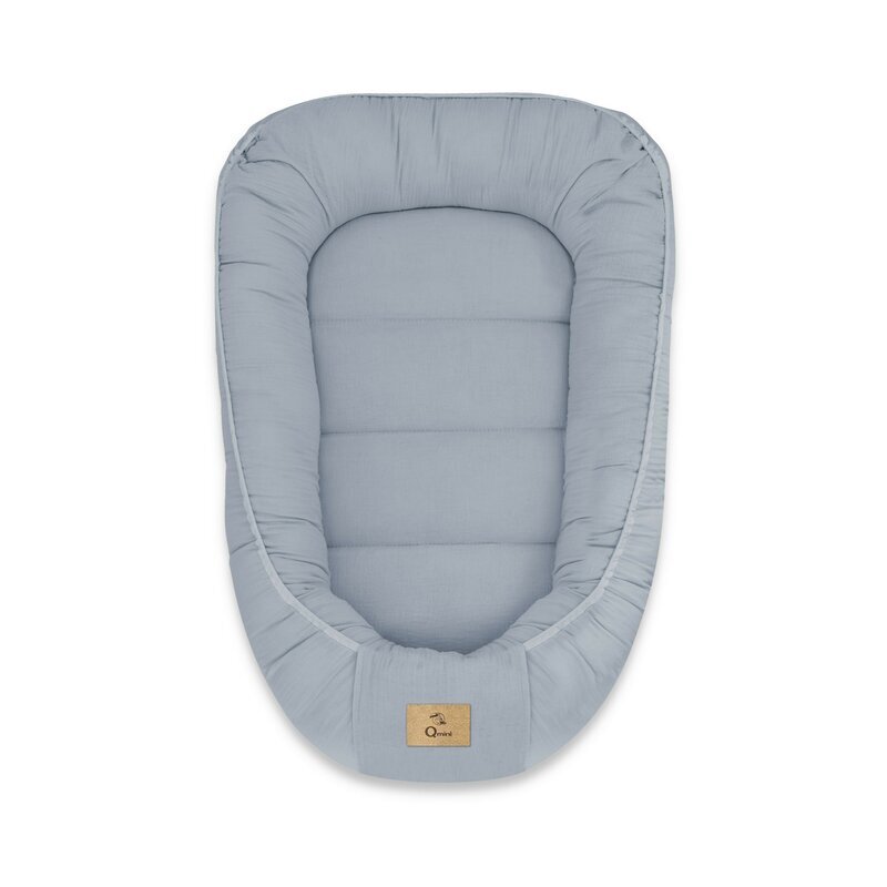 Qmini Cosulet pentru bebelusi Jeans Baby Nest 55x75 cm husa din muselina dubla