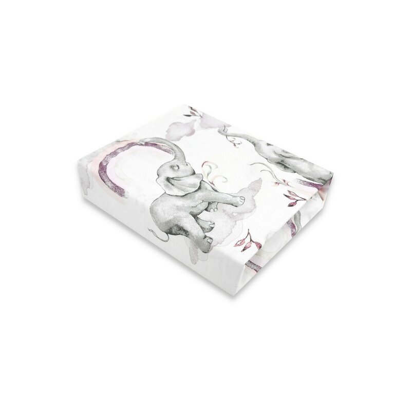 Qmini Lenjerie pat junior cu 3 piese 160x80 cm din bumbac Elephants on Rainbow Pink