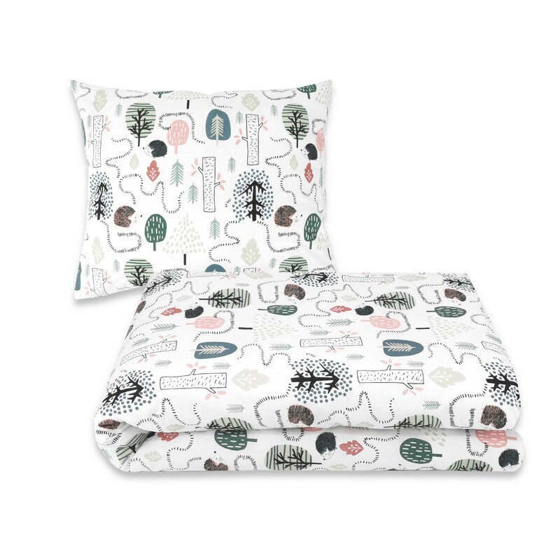 Qmini Lenjerie pat junior cu 4 piese din bumbac 160x100 cm Hedgehog
